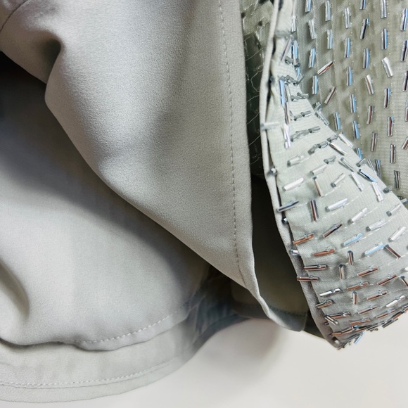 ZARA Gray Silver Beaded Spaghetti Strap Mini Dress S NWT - Picture 11 of 13